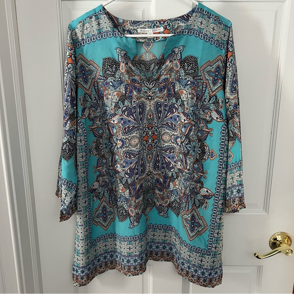 Womens VIOLET + CLAIRE Plus Size 1X Tunic Top 3/4 Sleeve
